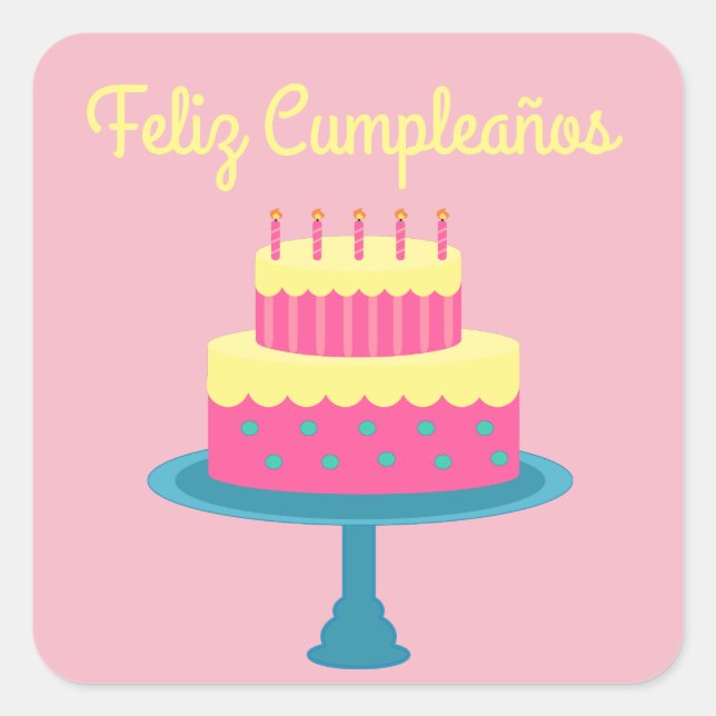 "Feliz cumpleaños" español, feliz Pegatina de cump (Anverso)
