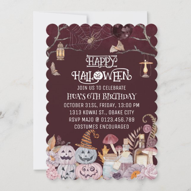 Feliz cumpleaños espeluznante invitación a la fies (Anverso)