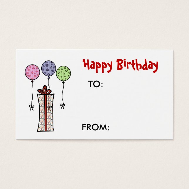 Feliz cumpleaños, etiqueta de regalo (Frente)