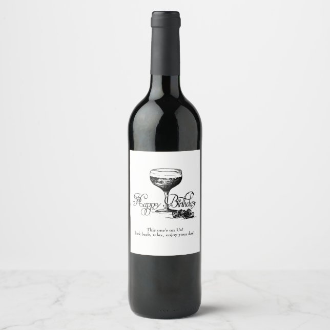 Feliz Cumpleaños Etiqueta De Vino De Nosotros (Anverso)