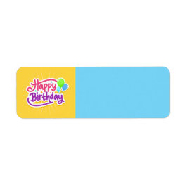 Feliz cumpleaños etiqueta moderna amarilla y azul