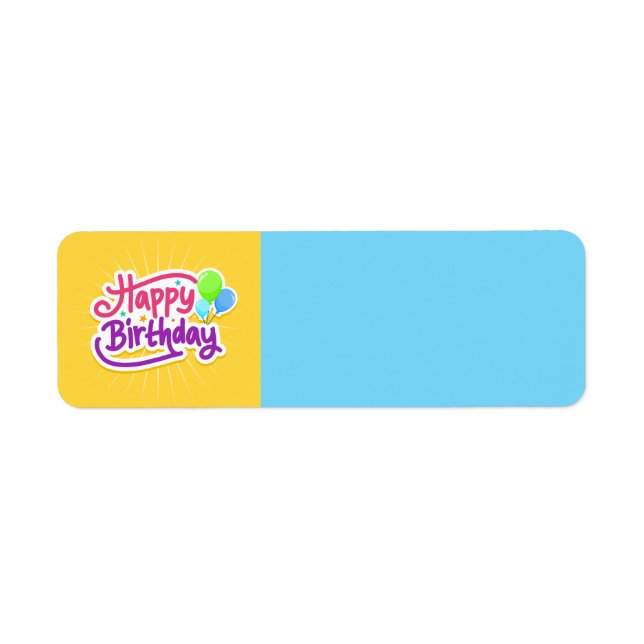 Feliz cumpleaños etiqueta moderna amarilla y azul (Frente)