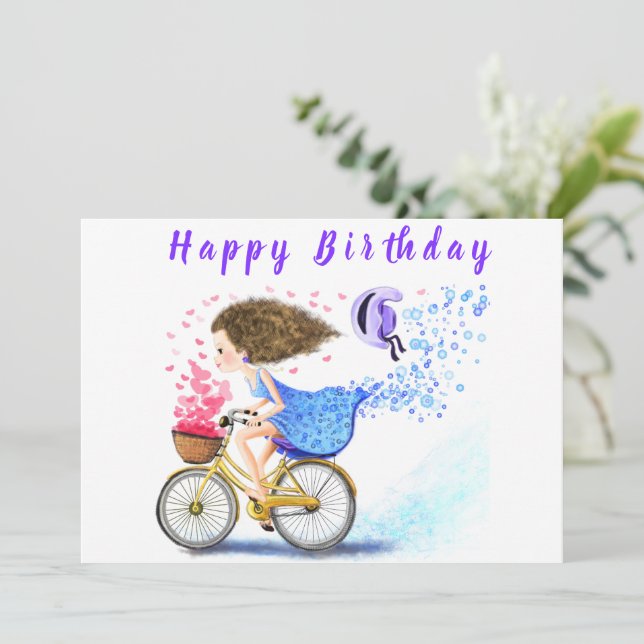 Feliz cumpleaños - Feliz Chica en bicicleta - Amor (Anverso de pie)