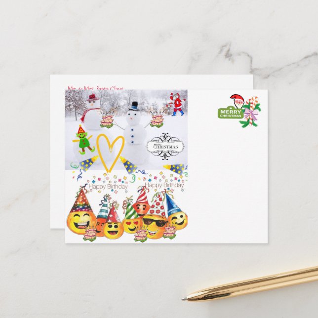 Feliz Cumpleaños Feliz Navidad Tarjetas Postales (Anverso/Reverso In Situ)