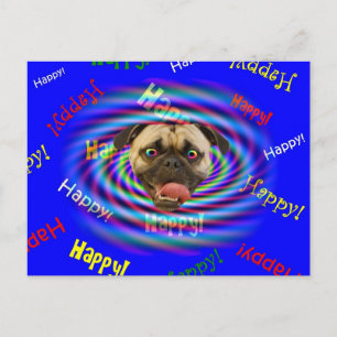 ¡Feliz cumpleaños feliz! Postal loca de Pug