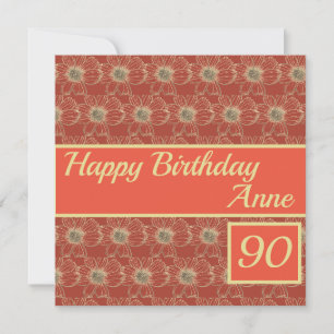 Feliz cumpleaños Floral Gold Maroon Personalizado