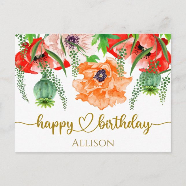 Feliz cumpleaños Flores salvajes Tarjeta postal de (Anverso)