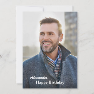 Feliz cumpleaños foto moderna tarjeta plana person