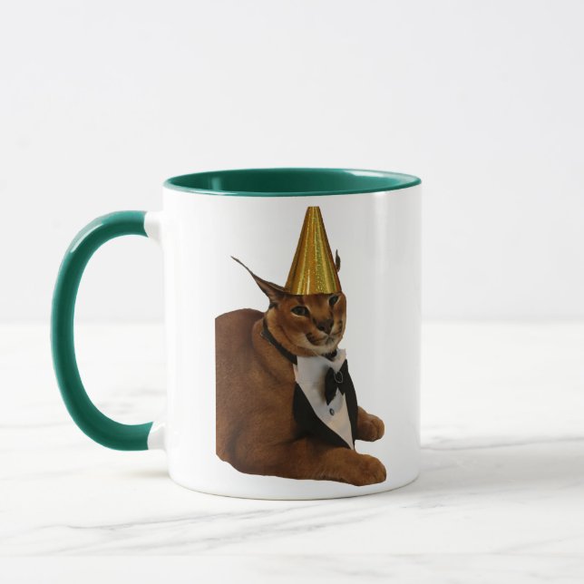 Feliz Cumpleaños Funny Big Floppa Gato Meme Taza D (Izquierda)