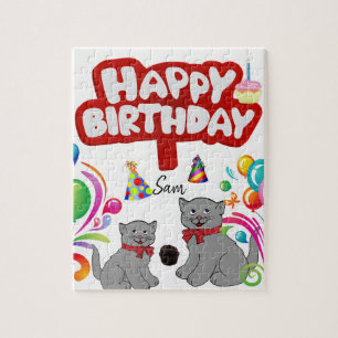 Feliz cumpleaños gatos de rompecabezas
