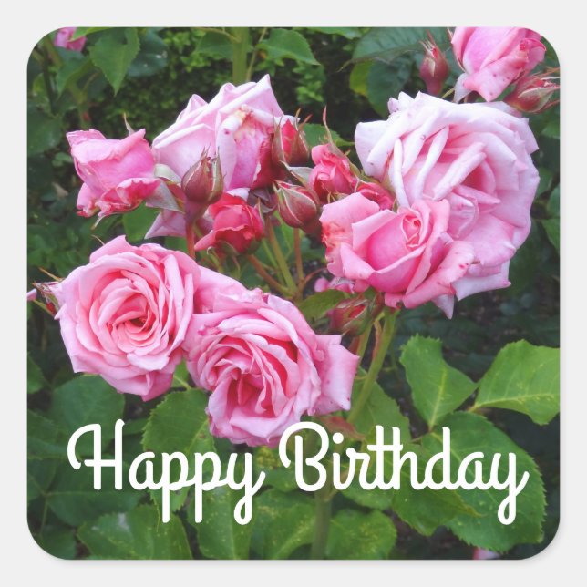 Feliz cumpleaños Gene Boerner Rosa #3 Pegatinas (Anverso)