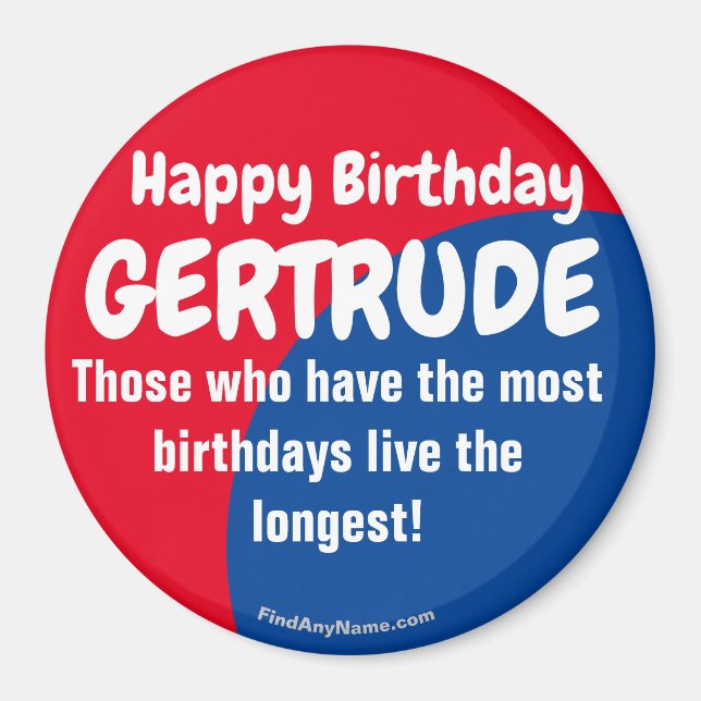 Feliz cumpleaños GERTRUDE gran imán (Frente)