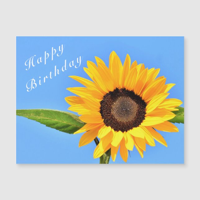 Feliz cumpleaños - girasol amarillo en cielo azul (Anverso)