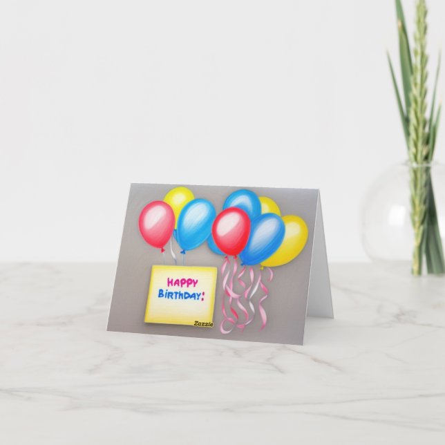 Feliz cumpleaños, globos doblados tarjeta de felic (Reverso)