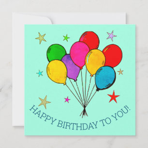 Feliz cumpleaños, globos y tarjetas de cumpleaños