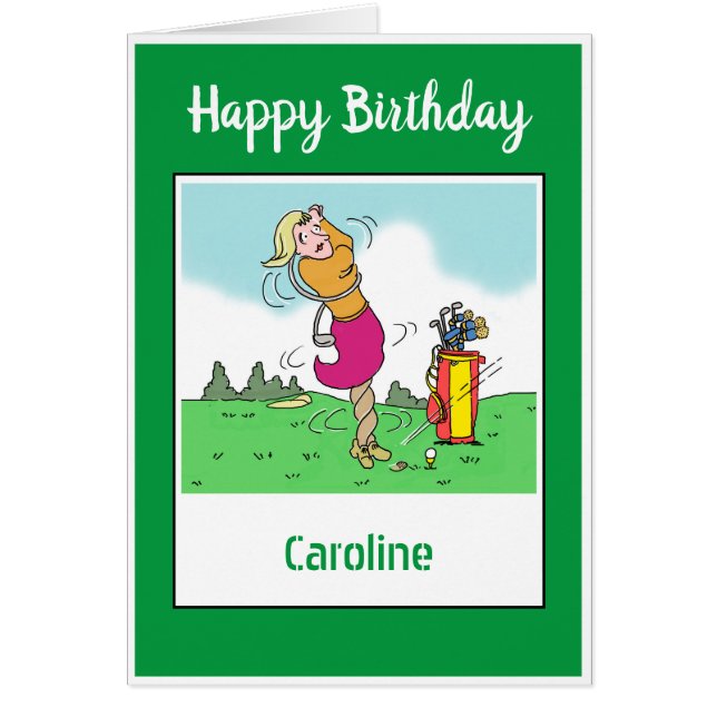 Feliz Cumpleaños Golfista Femenina (Frente)