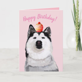 Feliz cumpleaños Graciosa tarjeta postal, Husky, P