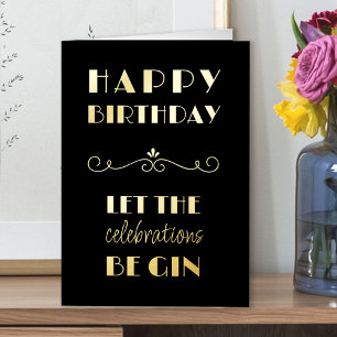 Feliz cumpleaños Gracioso Gin Cita Typographic