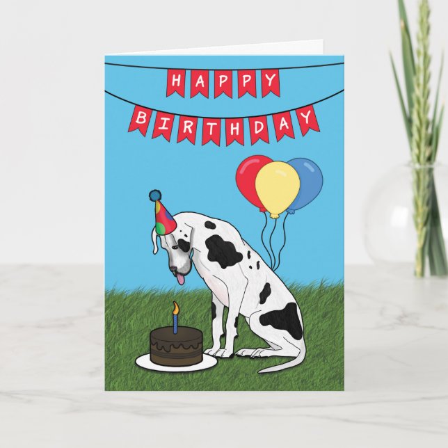 Feliz cumpleaños, gran tarjeta de perro dane (Anverso)