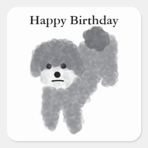 Feliz cumpleaños Grey Poodle #2 Pegatinas
