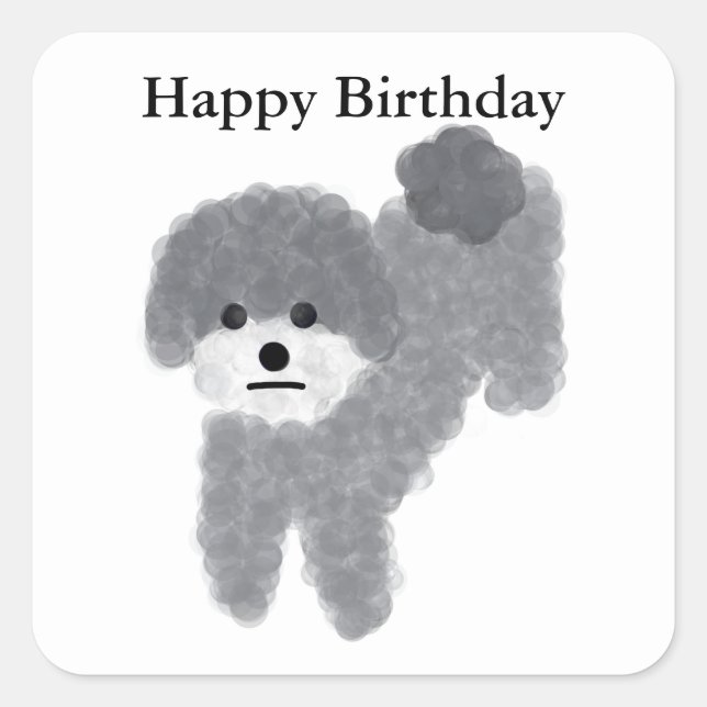 Feliz cumpleaños Grey Poodle #2 Pegatinas (Anverso)