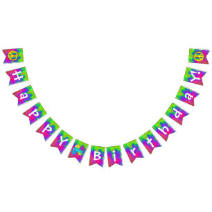 ¡Feliz cumpleaños Groovy! Banderas de Bunting