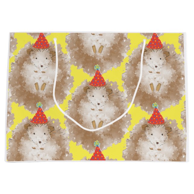 Feliz cumpleaños Hedgehog Bolsa de regalo grande (Anverso)