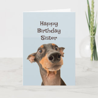 Feliz cumpleaños hermana graciosa tarjeta de humor