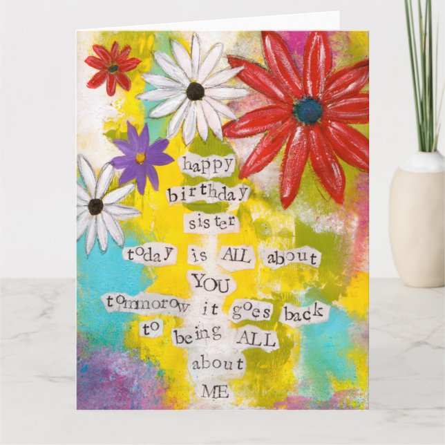 Feliz cumpleaños, hermana - Tarjeta de saludo en b (Anverso)