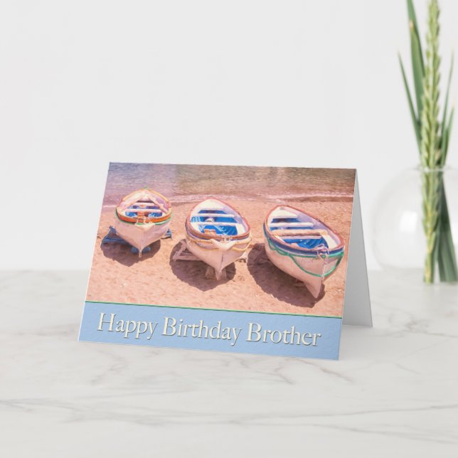 Feliz Cumpleaños Hermano Tarjeta de Barcos de Remo (Anverso)