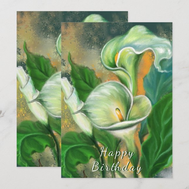 Feliz cumpleaños - Hermosa flor de Calla Lily (Anverso / Reverso)