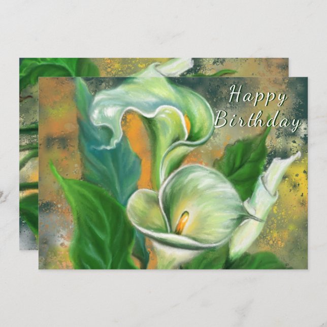 Feliz cumpleaños - Hermosa flor de Calla Lily - (Anverso / Reverso)