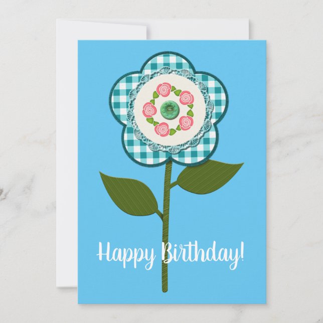 ¡Feliz Cumpleaños! Hermosa Flor de Tela Falsa  (Anverso)