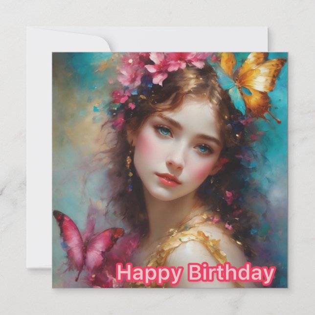 FELIZ CUMPLEAÑOS ~ Hermosa joven ~ (Anverso)