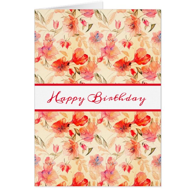 Feliz cumpleaños, hermosa tarjeta floral Peach (Frente)