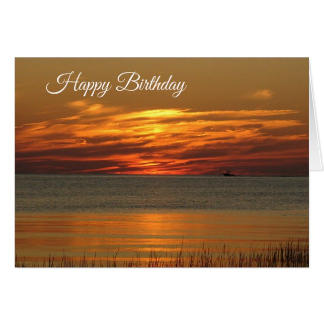 Feliz cumpleaños, hermosa tarjeta Naranja Sunset B (Anverso (Horizontal))