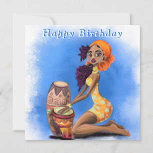 Feliz cumpleaños - Hermoso Chica de tambores afric