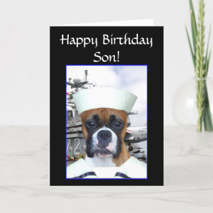 Feliz cumpleaños hijo Navy tarjeta de perro Sailor