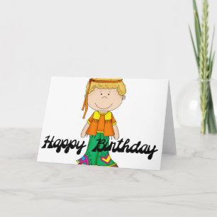 Feliz cumpleaños Hippie Boy 1 tarjeta de saludo