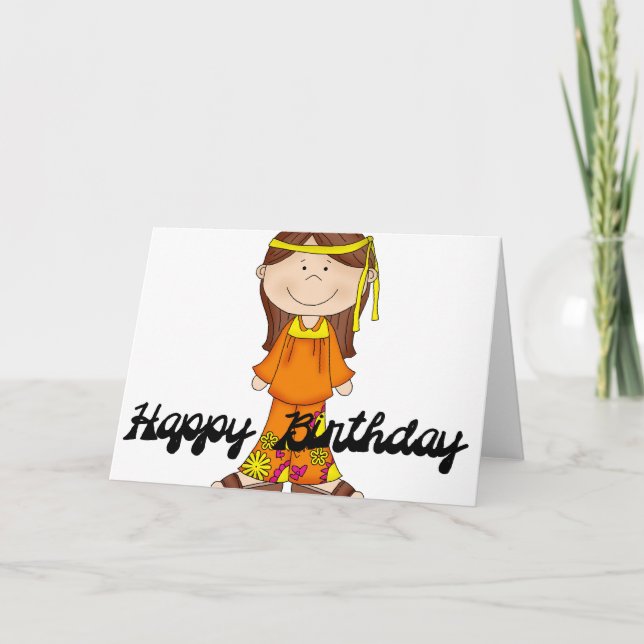 Feliz cumpleaños Hippie Chica 1 tarjeta de felicit (Anverso)