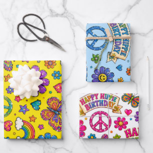 Feliz cumpleaños hippie diferente hojas para todos