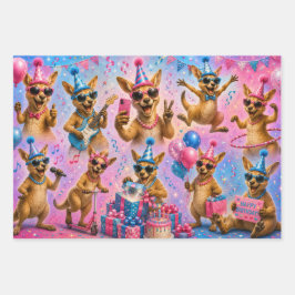 Feliz Cumpleaños Hojas de Diseño de Canguro