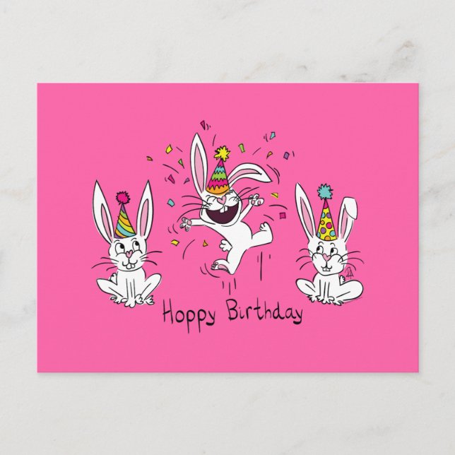 Feliz Cumpleaños Hoppy Conejo Tarjeta Postal (Anverso)