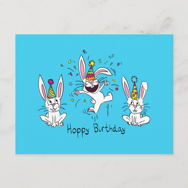 Feliz Cumpleaños Hoppy Conejo Tarjeta Postal (Anverso)