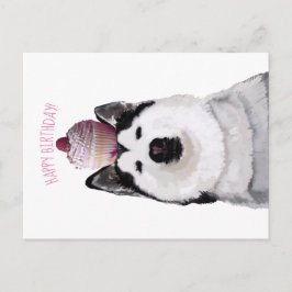 Feliz cumpleaños, Husky y tarjeta postal para past