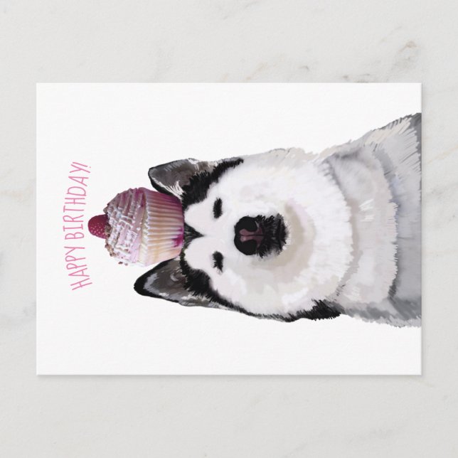 Feliz cumpleaños, Husky y tarjeta postal para past (Anverso)