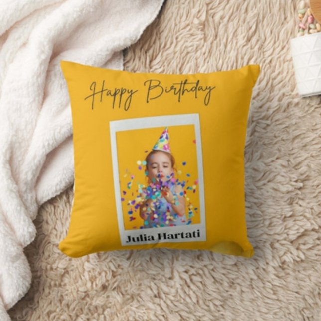 Feliz cumpleaños Imprimir almohada blanca moderna (Subido por el creador)