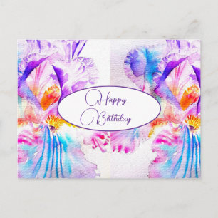 Feliz Cumpleaños Iris floral Púrpura Rosa Tarjeta 
