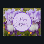 Feliz cumpleaños Iris floral señoras tarjeta posta<br><div class="desc">Tarjeta postal de cumpleaños viola floral señoras nombre. Esta tarjeta es totalmente personalizable,  para que puedas agregar tu propio nombre.

Diseñada con amor a partir de una de mis pinturas originales de acuarela.</div>