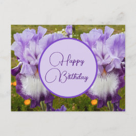 Feliz cumpleaños Iris tarjeta postal floral para d